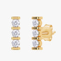 0.10 Carat Round Cut Lab Grown Diamond Three Stone Morse Code Earring Alphabet Letter "S"