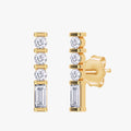 0.20 Carat Lab Grown Diamond Bar Stud Earrings Morse Code Alphabet "V"