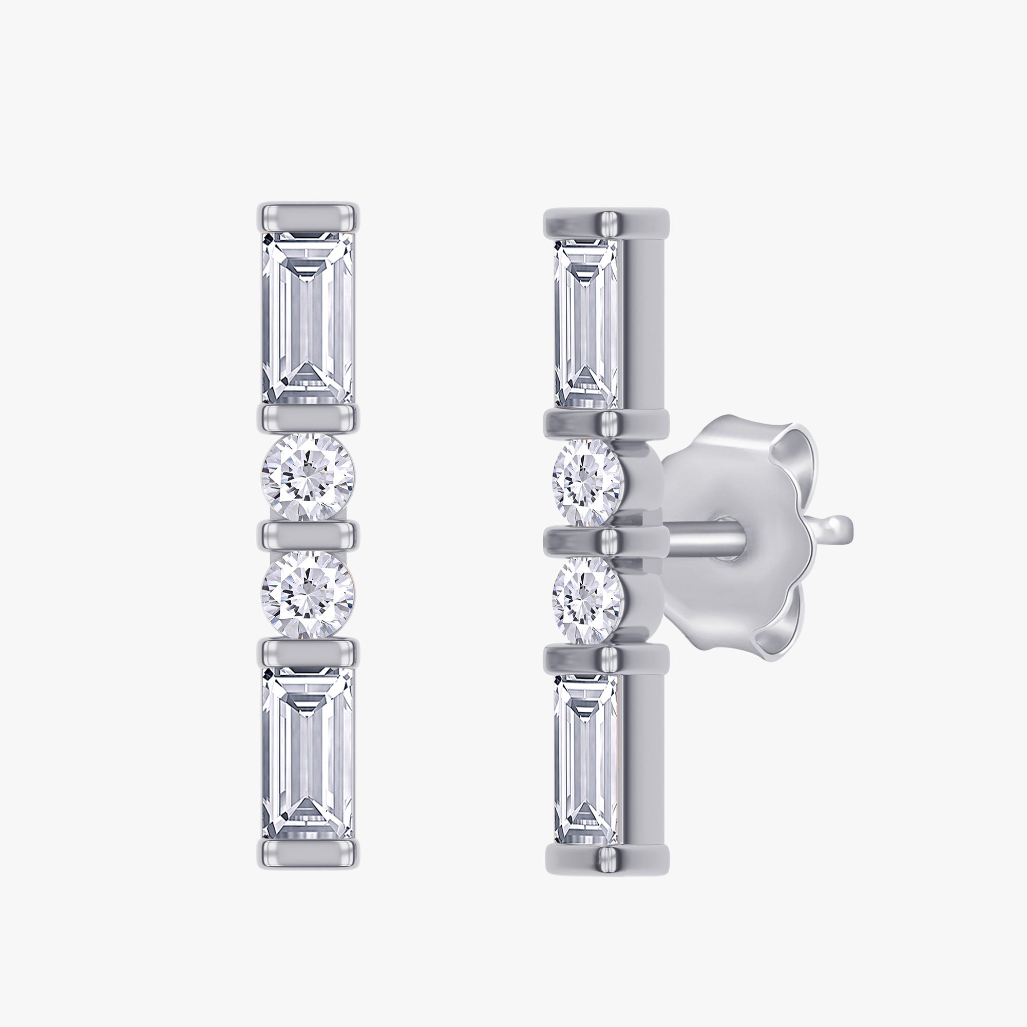 0.27 Carat Lab Grown Diamond Four Stone Stud Earrings Alphabet Letter "X"