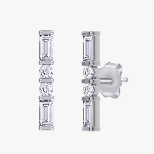 0.27 Carat Lab Grown Diamond Four Stone Stud Earrings Alphabet Letter "X"