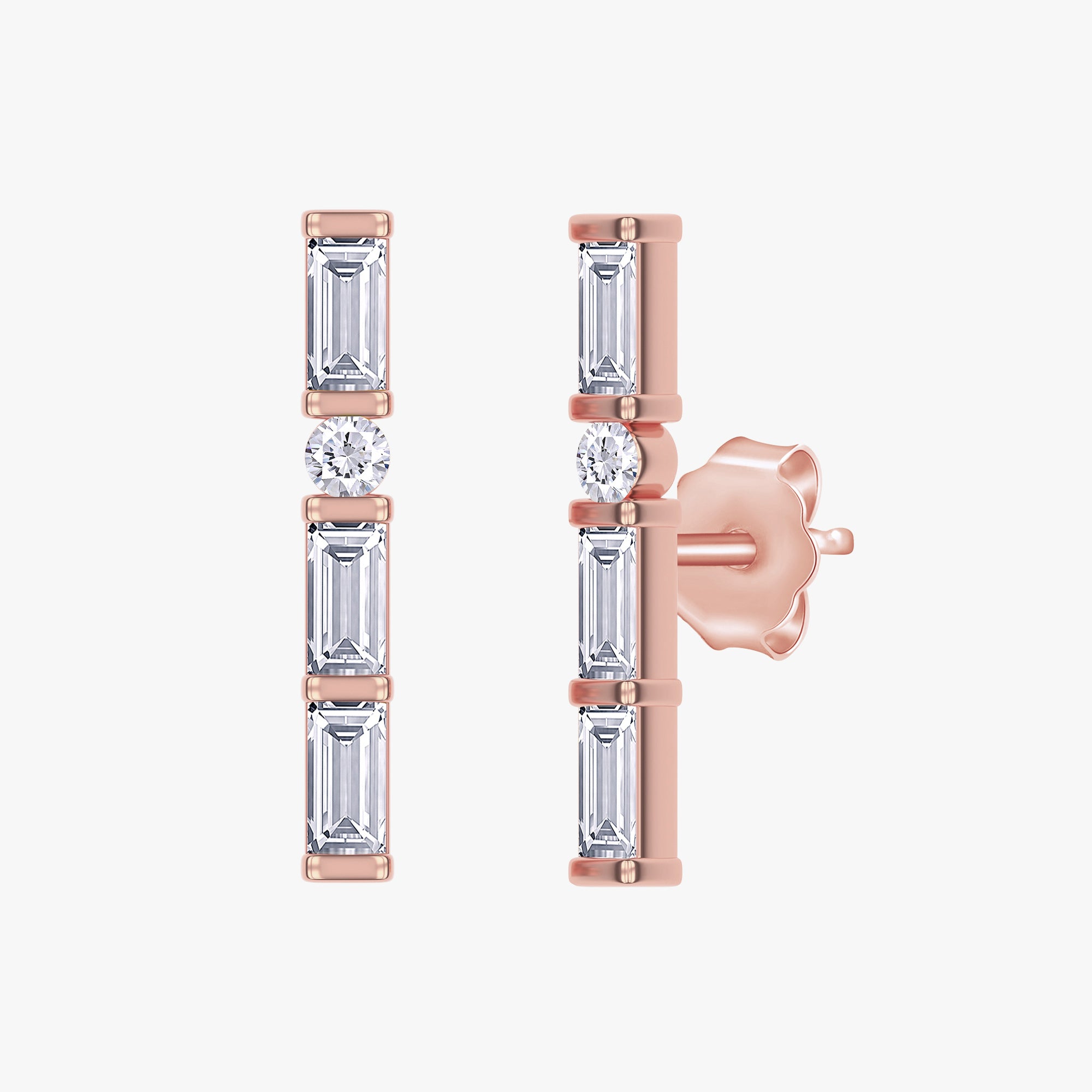 0.33 Carat Baguette and Round Cut Lab Grown Diamond Morse Corse Alphabet Letter "Y" Earrings
