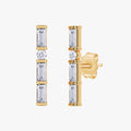 0.33 Carat Baguette and Round Cut Lab Grown Diamond Morse Corse Alphabet Letter "Y" Earrings