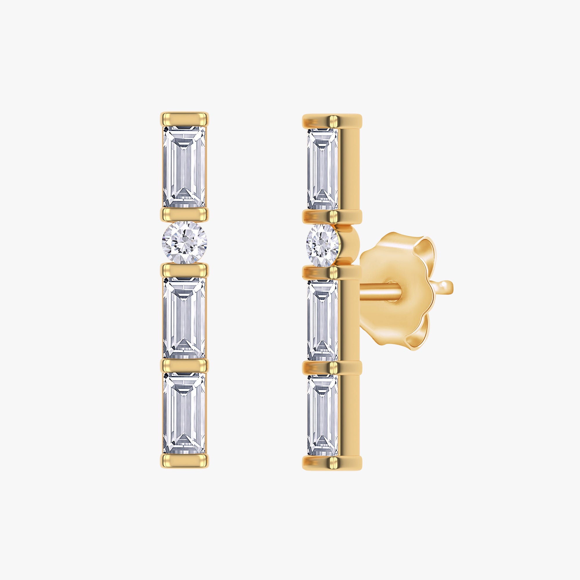 0.33 Carat Baguette and Round Cut Lab Grown Diamond Morse Corse Alphabet Letter "Y" Earrings
