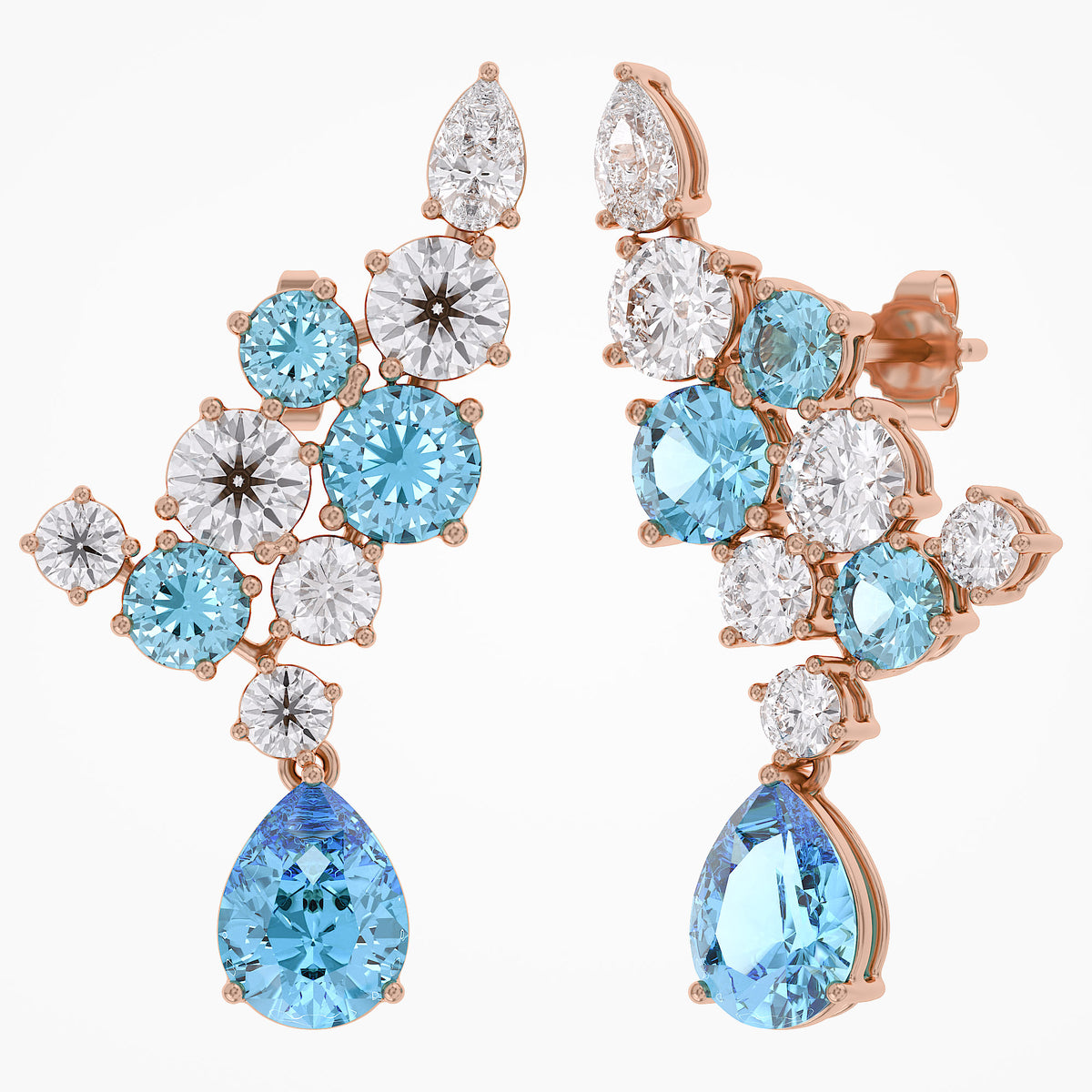 9.30 Carat Lab Grown Diamond and Simulated Gemstone Ear Climbers Stud Earrings