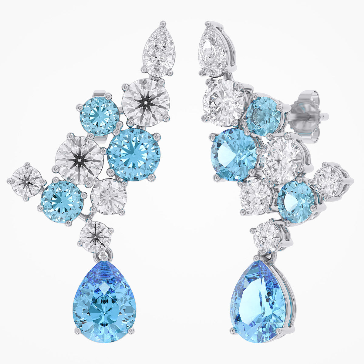 9.30 Carat Lab Grown Diamond and Simulated Gemstone Ear Climbers Stud Earrings