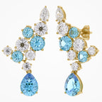 9.30 Carat Lab Grown Diamond and Simulated Gemstone Ear Climbers Stud Earrings