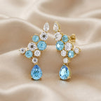 9.30 Carat Lab Grown Diamond and Simulated Gemstone Ear Climbers Stud Earrings