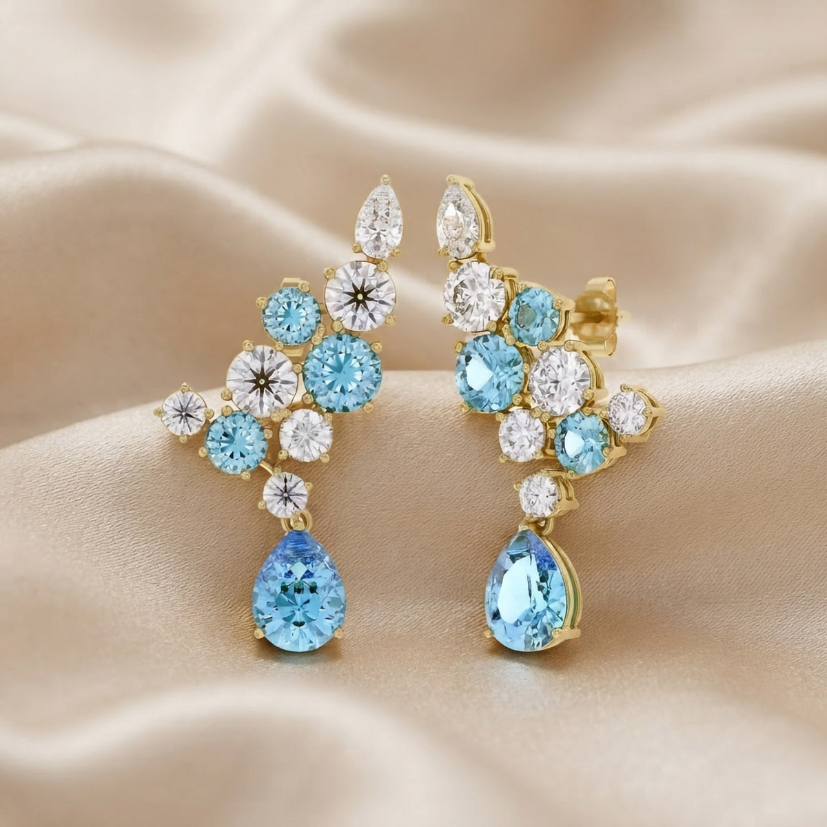 9.30 Carat Lab Grown Diamond and Simulated Gemstone Ear Climbers Stud Earrings