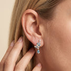 9.30 Carat Lab Grown Diamond and Simulated Gemstone Ear Climbers Stud Earrings
