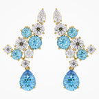 9.30 Carat Lab Grown Diamond and Simulated Gemstone Ear Climbers Stud Earrings