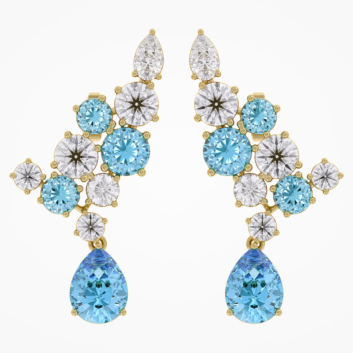 9.30 Carat Lab Grown Diamond and Simulated Gemstone Ear Climbers Stud Earrings