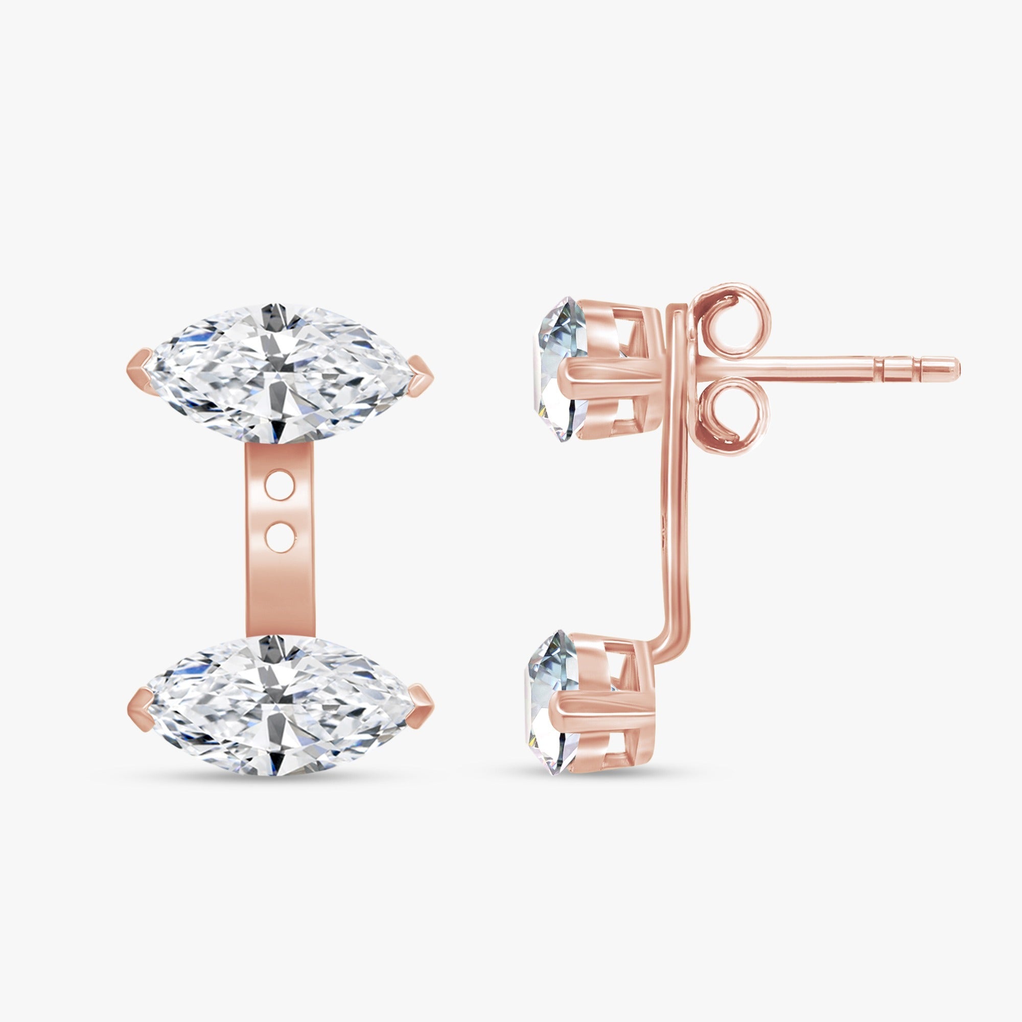 3.75 Carat Marquise Cut Lab Grown Diamond Adjustable Jacket Stud Earrings