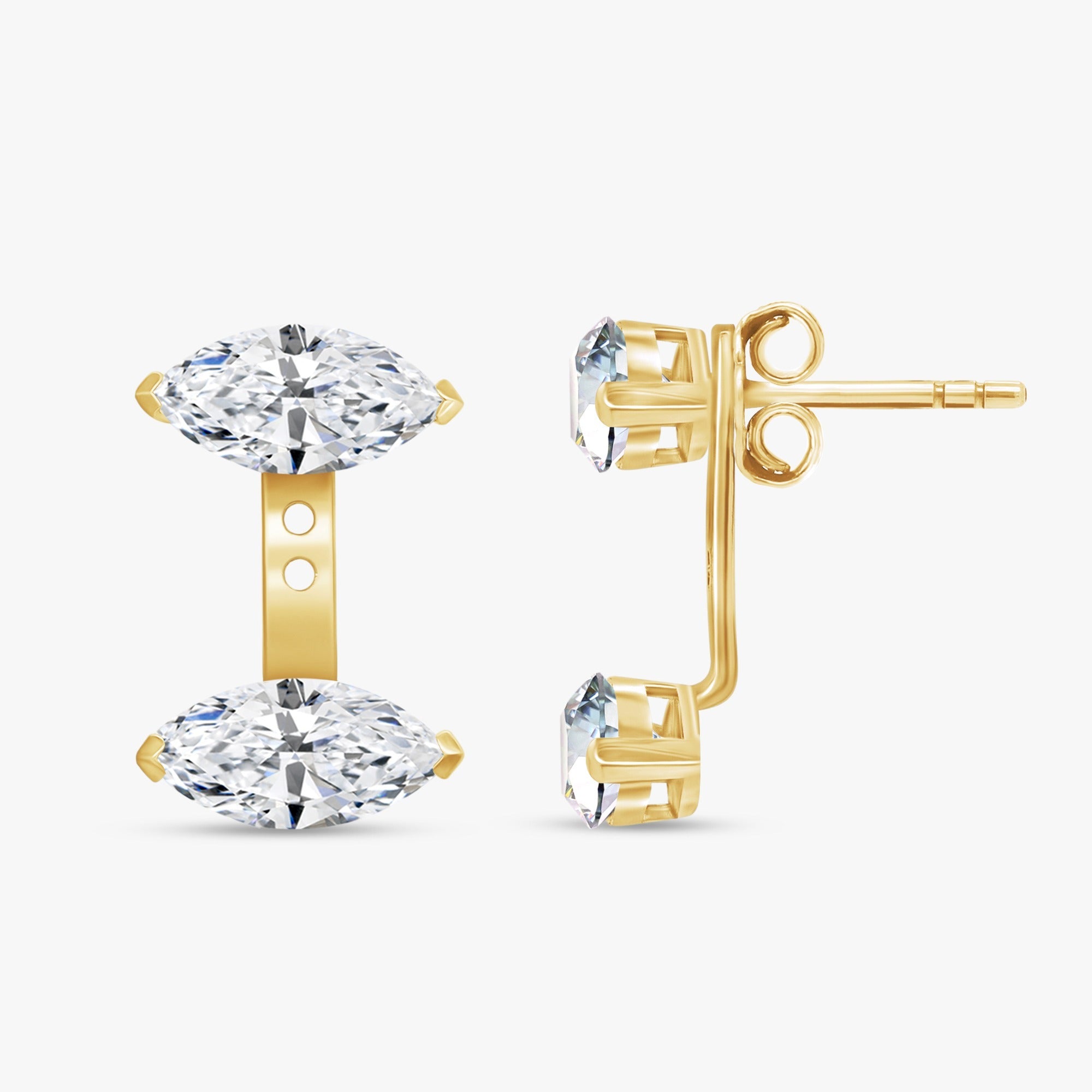 3.75 Carat Marquise Cut Lab Grown Diamond Adjustable Jacket Stud Earrings