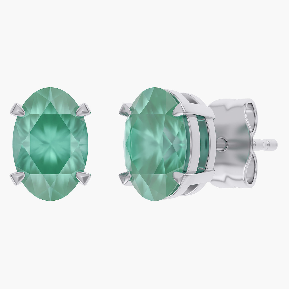 1.4 Carat Oval Cut Lab Grown Gemstone Solitaire Stud Earrings