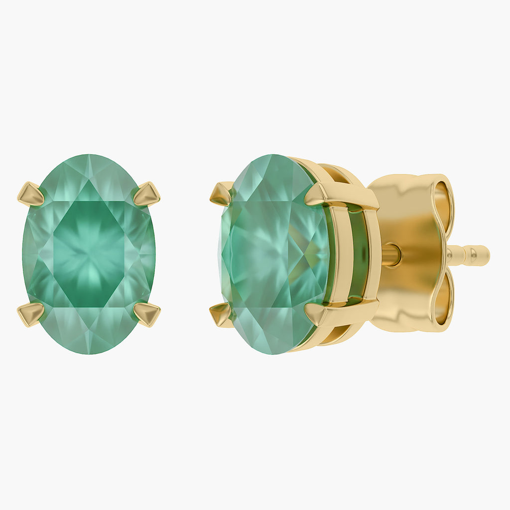 1.4 Carat Oval Cut Lab Grown Gemstone Solitaire Stud Earrings