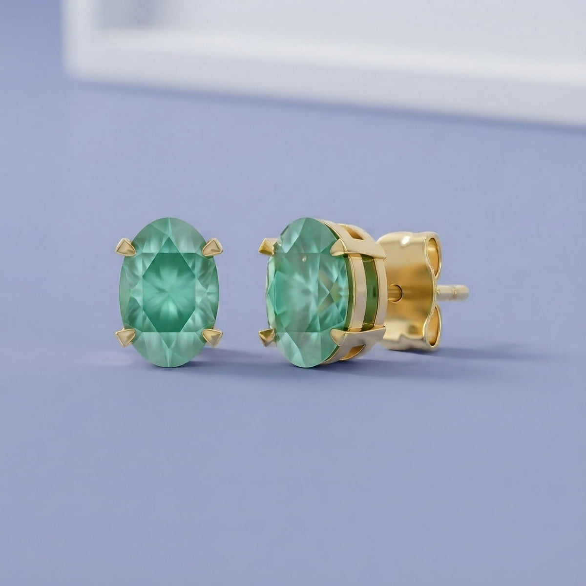 1.4 Carat Oval Cut Lab Grown Gemstone Solitaire Stud Earrings