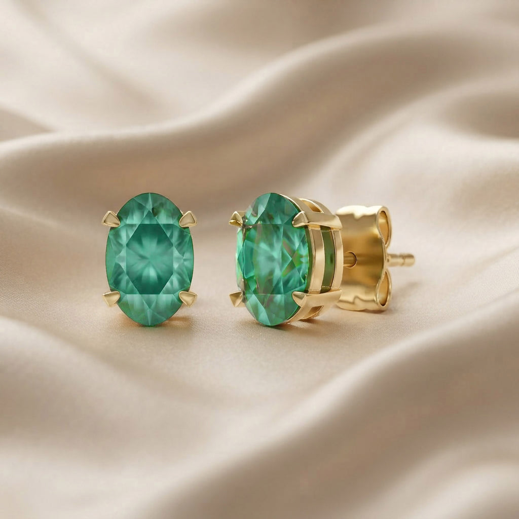 1.4 Carat Oval Cut Lab Grown Gemstone Solitaire Stud Earrings