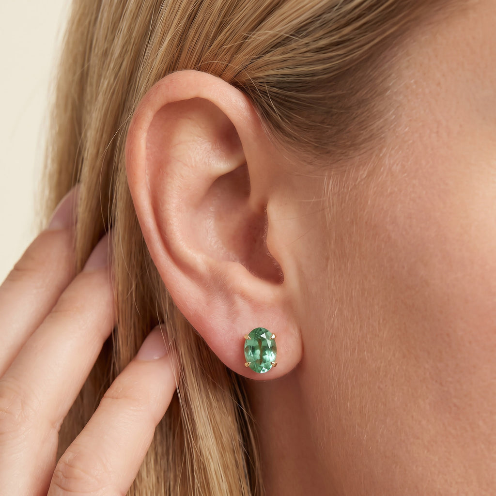 1.4 Carat Oval Cut Lab Grown Gemstone Solitaire Stud Earrings