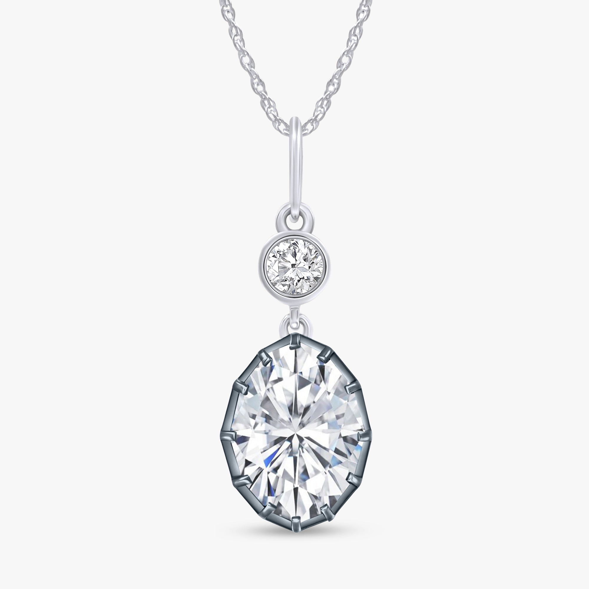 4.35 Carat Lab Grown Diamond Teardrop Pendant Necklace