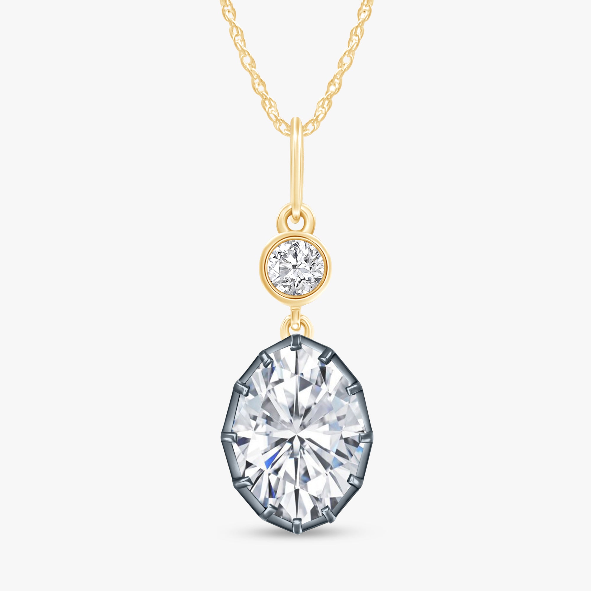 4.35 Carat Lab Grown Diamond Teardrop Pendant Necklace