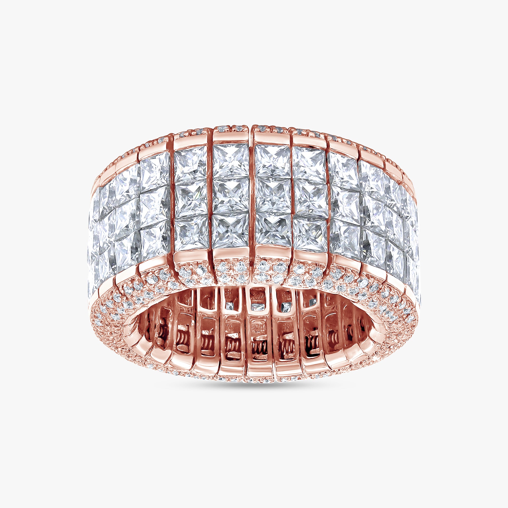 9.50 Carat Lab Grown Diamond 3-Row Stretchable Ring