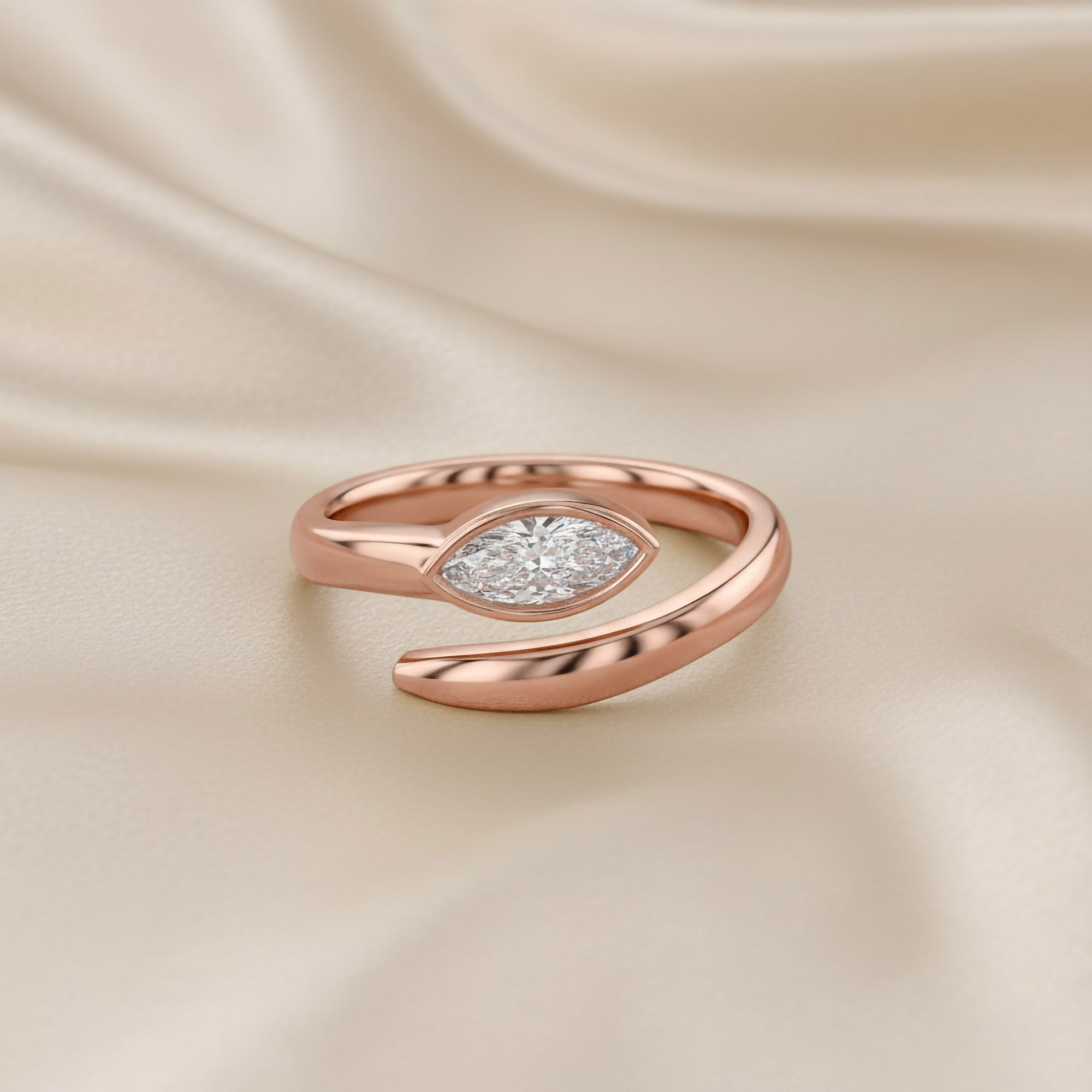 0.85 Carat Marquise Shape Lab Grown Diamond Solitaire Engagement Ring