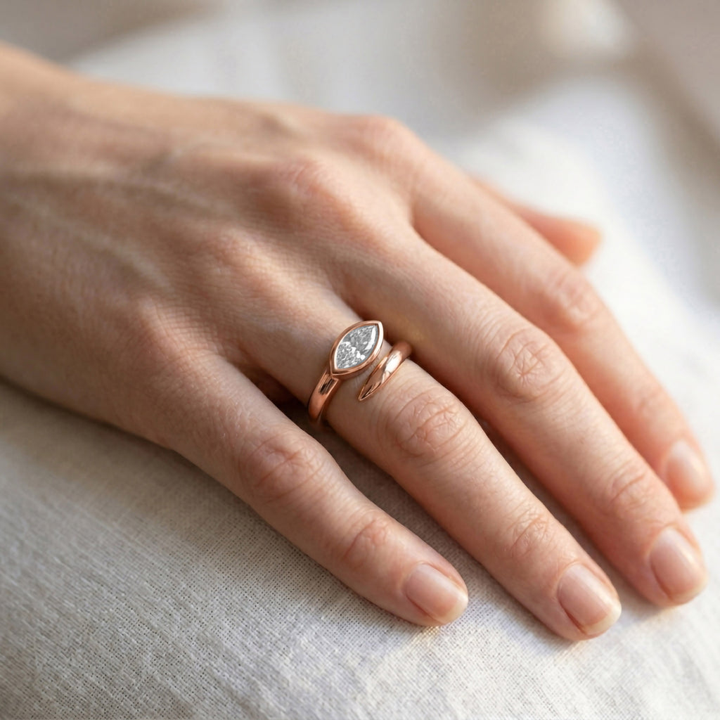 0.85 Carat Marquise Shape Lab Grown Diamond Solitaire Engagement Ring