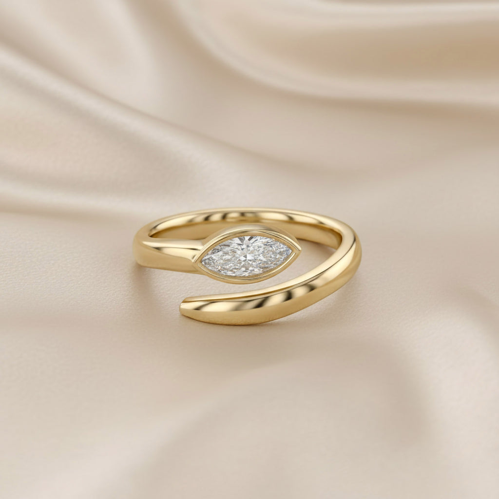0.85 Carat Marquise Shape Lab Grown Diamond Solitaire Engagement Ring