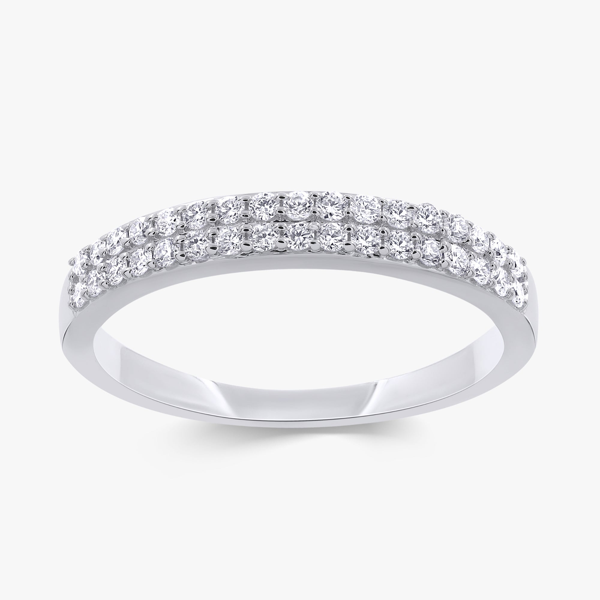 0.25 Carat Round Cut Lab Grown Diamond Double Row Ring
