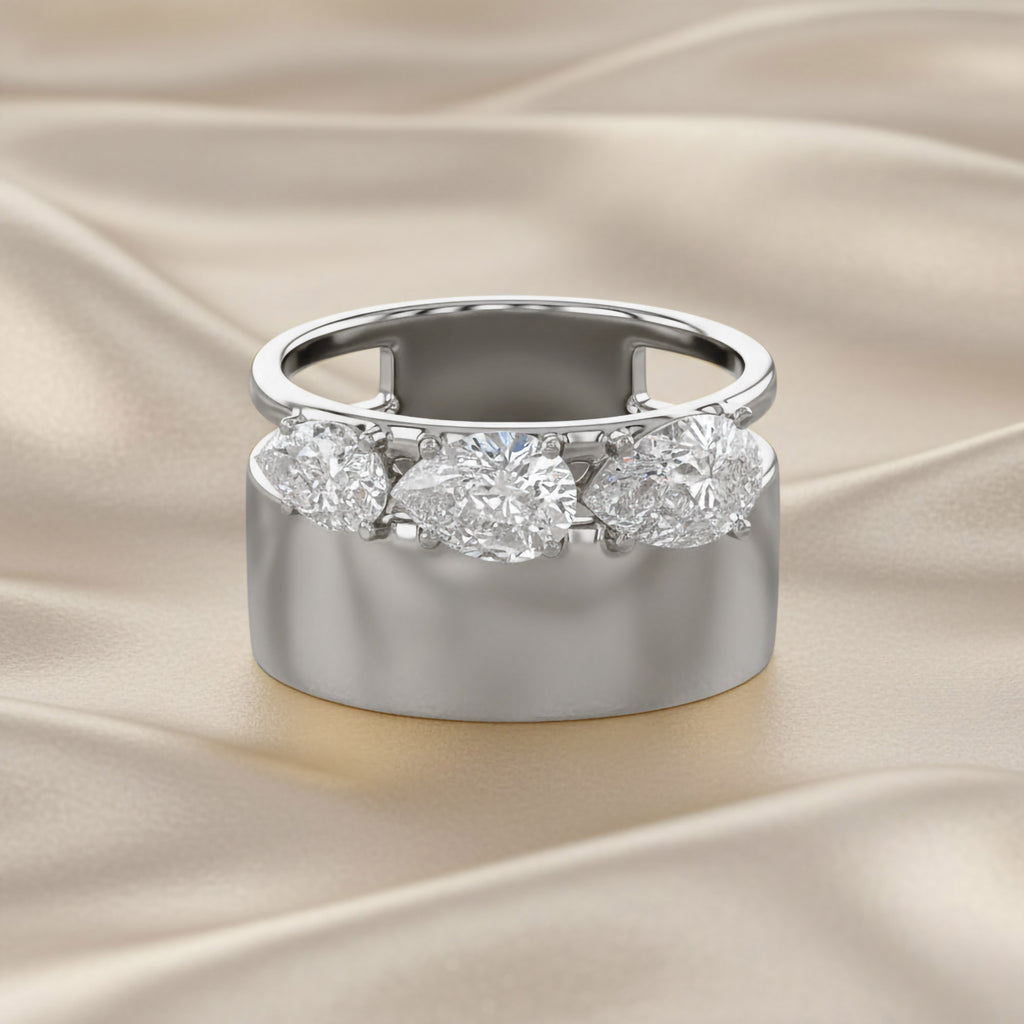1.50 Carat Lab Grown Diamond Three Stone Engagement Ring
