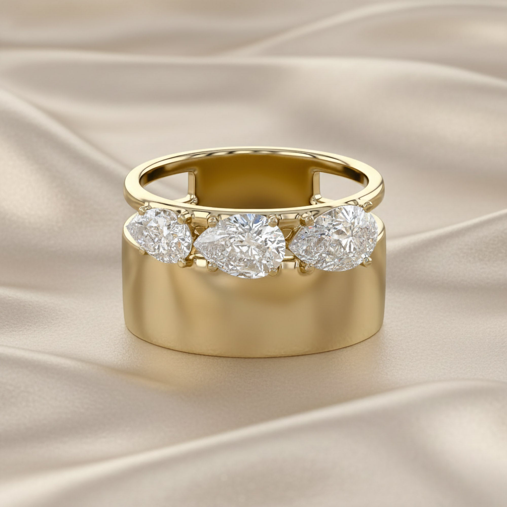 1.50 Carat Lab Grown Diamond Three Stone Engagement Ring
