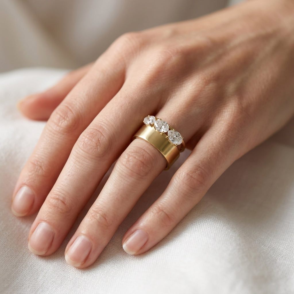 1.50 Carat Lab Grown Diamond Three Stone Engagement Ring