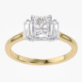 1.40 Carat Radiant and Baguette Cut Lab Grown Diamond 3-Stone Ring
