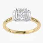 1.40 Carat Radiant and Baguette Cut Lab Grown Diamond 3-Stone Ring