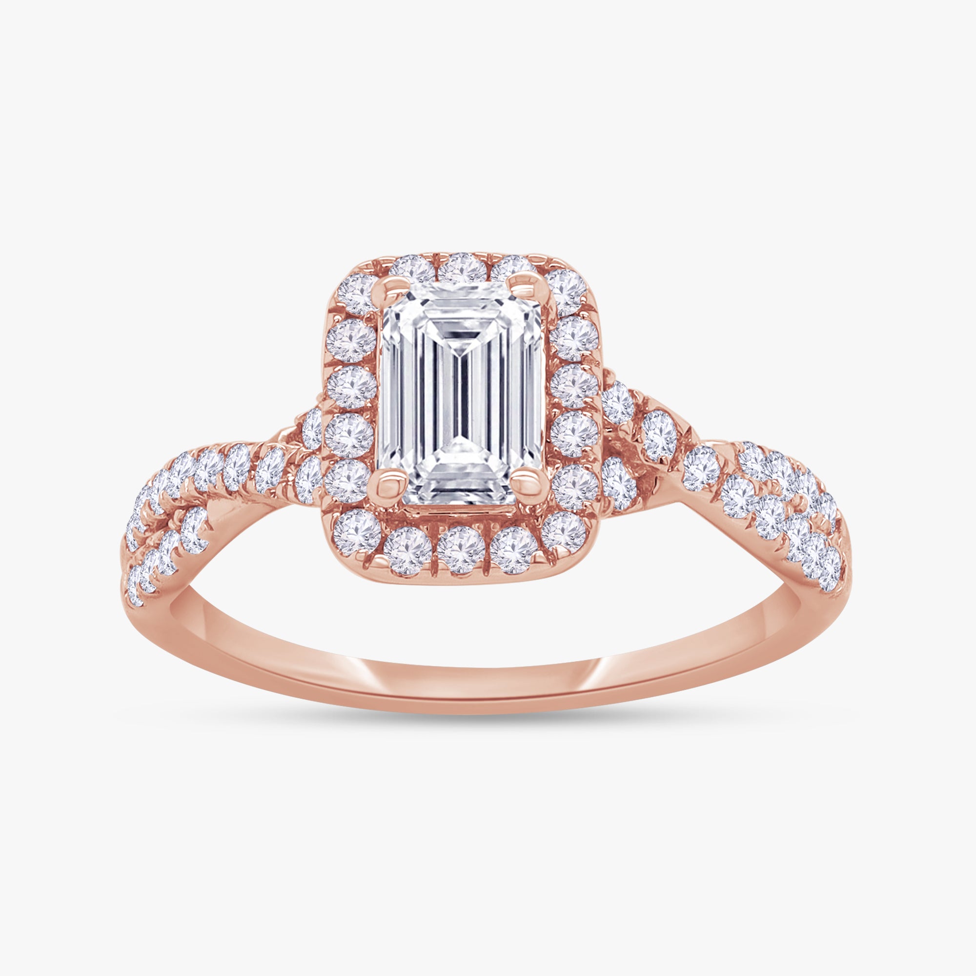 1.00 Carat Emerald and Round Cut Lab Grown Diamond Bridal Set Wedding Ring