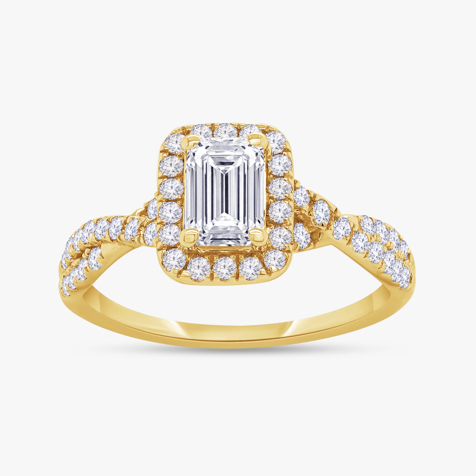 1.00 Carat Emerald and Round Cut Lab Grown Diamond Bridal Set Wedding Ring