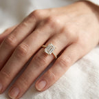 4.00 Carat Emerald and Round Cut Lab Grown Diamond Hidden Halo Solitaire Engagement Ring
