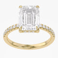 4.00 Carat Emerald and Round Cut Lab Grown Diamond Hidden Halo Solitaire Engagement Ring