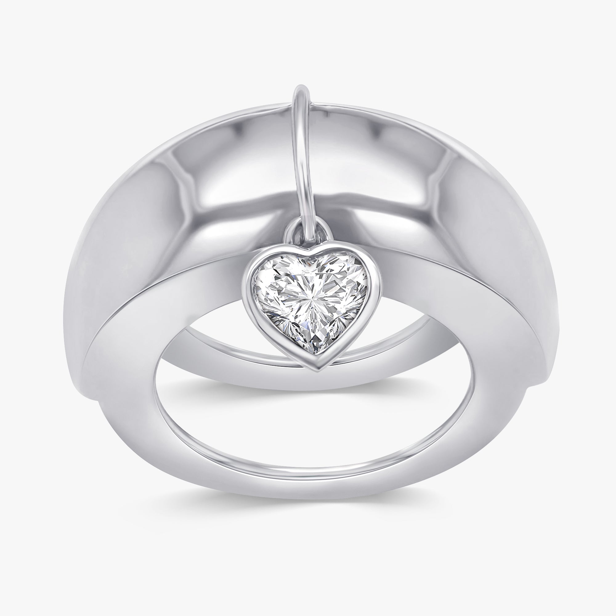 0.50 Carat Heart Shape Lab Grown Diamond Charm Oura Crown Ring Jacket