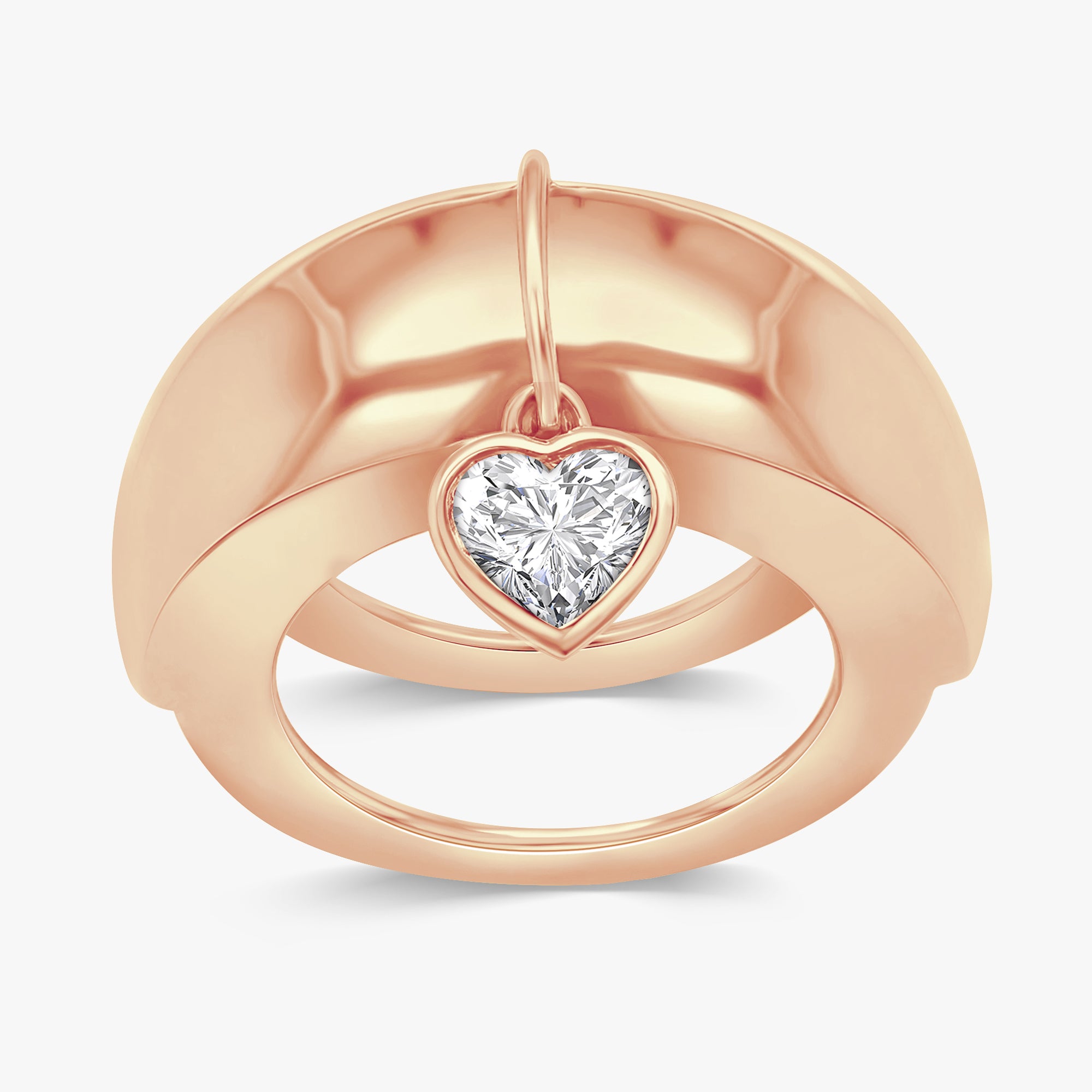 0.50 Carat Heart Shape Lab Grown Diamond Charm Oura Crown Ring Jacket