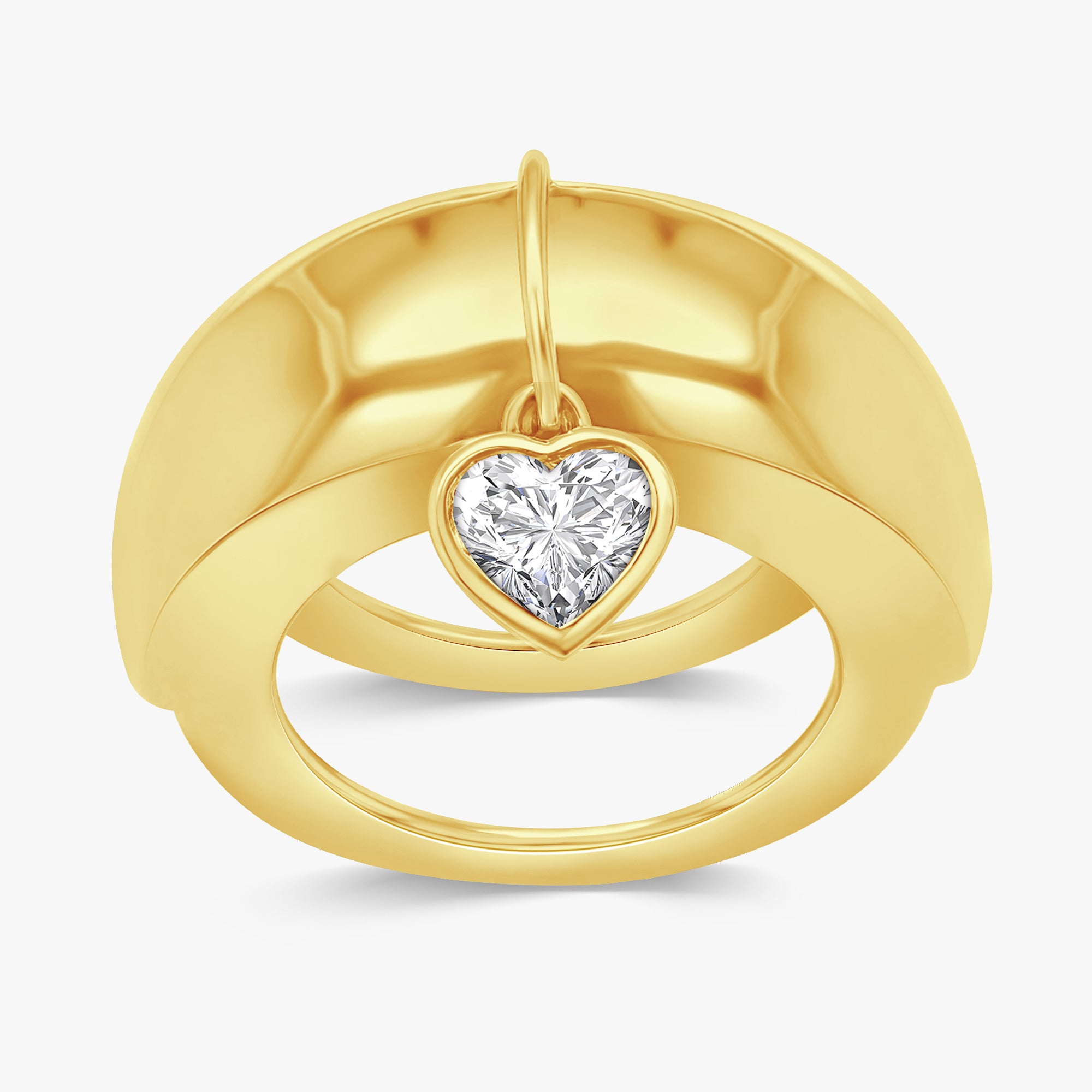 0.50 Carat Heart Shape Lab Grown Diamond Charm Oura Crown Ring Jacket
