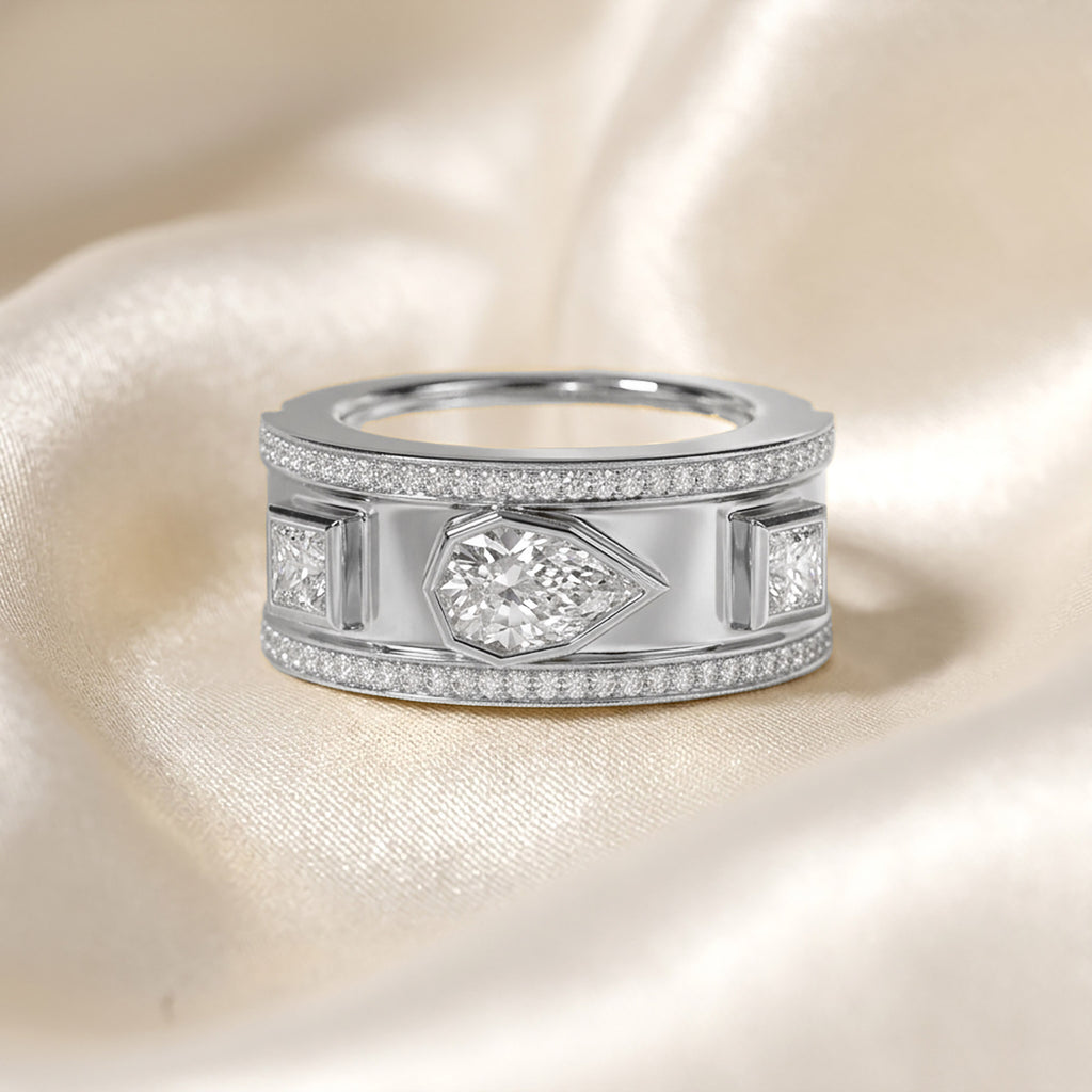 1.87 Carat Pear Shape Halo Lab Grown Diamond Ring