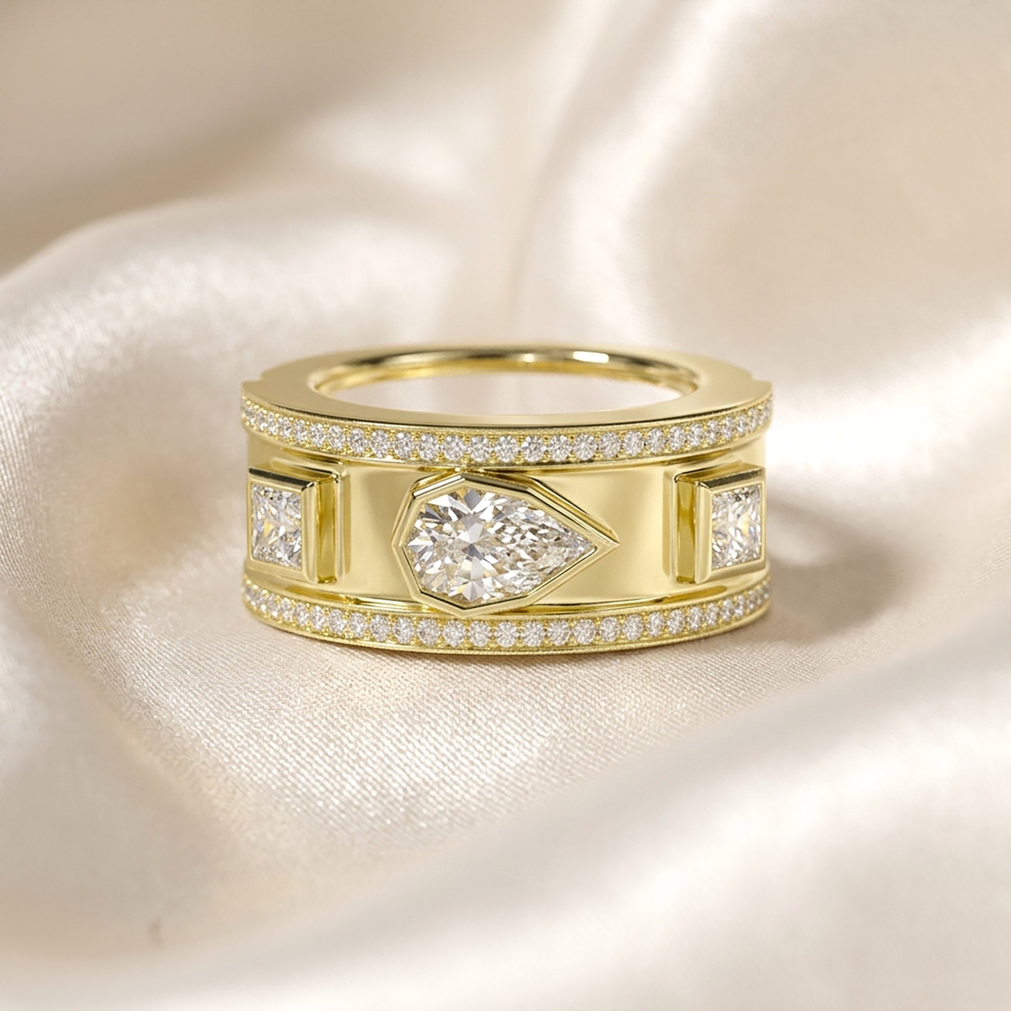 1.87 Carat Pear Shape Halo Lab Grown Diamond Ring