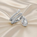 0.60 Carat Marquise and Round Cut Lab Grown Diamond Bezel Set Snake Pinky Ring