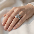 0.60 Carat Marquise and Round Cut Lab Grown Diamond Bezel Set Snake Pinky Ring