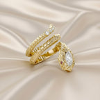 0.60 Carat Marquise and Round Cut Lab Grown Diamond Bezel Set Snake Pinky Ring