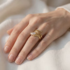 0.60 Carat Marquise and Round Cut Lab Grown Diamond Bezel Set Snake Pinky Ring