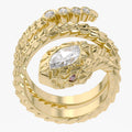 0.60 Carat Marquise and Round Cut Lab Grown Diamond Bezel Set Snake Pinky Ring