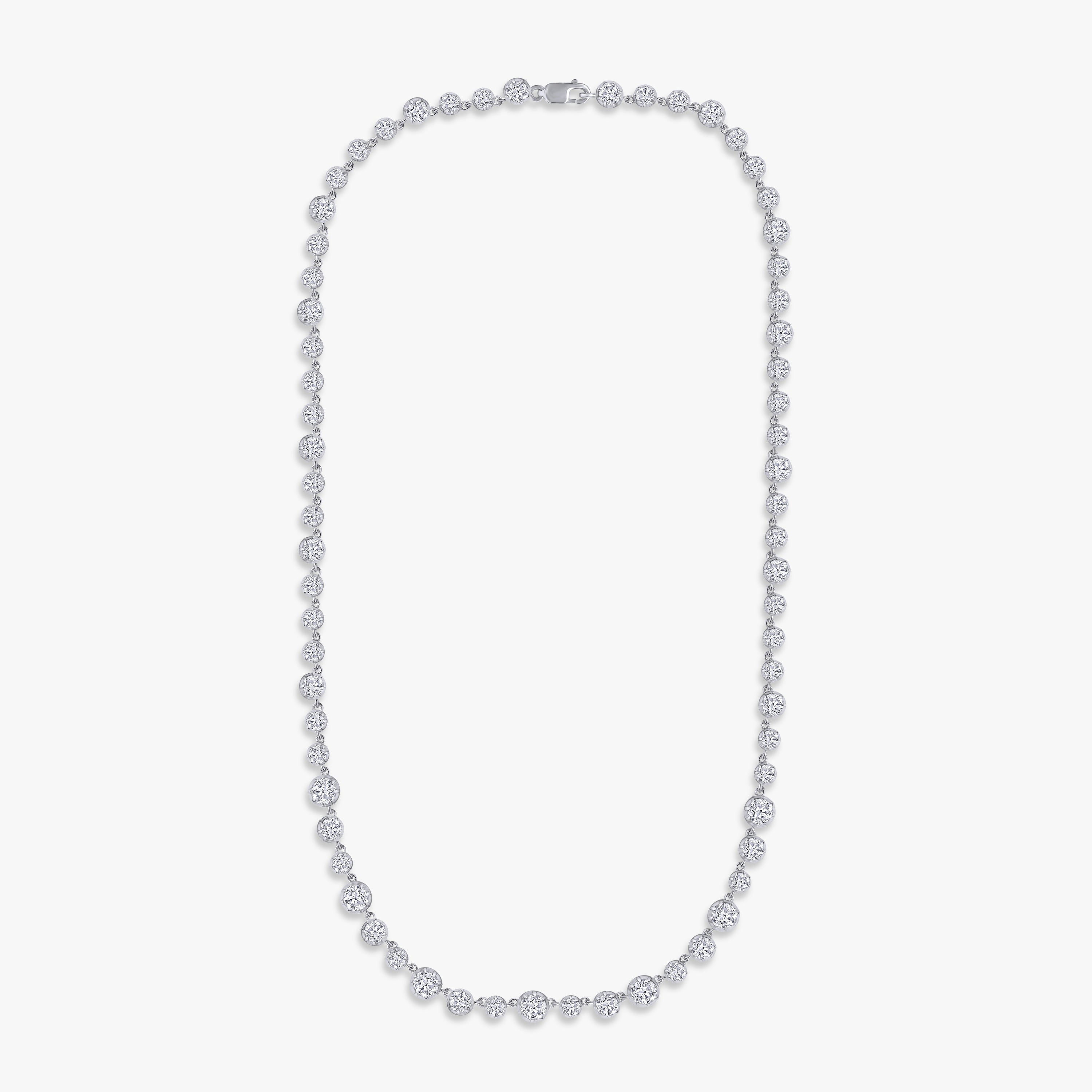 10.25 Carat Round Cut Lab Grown Diamond Tennis Necklace