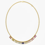 7.90 Carat Multicolor Lab Grown Gemstone and Lab Grown Diamond Rainbow Bead Necklace